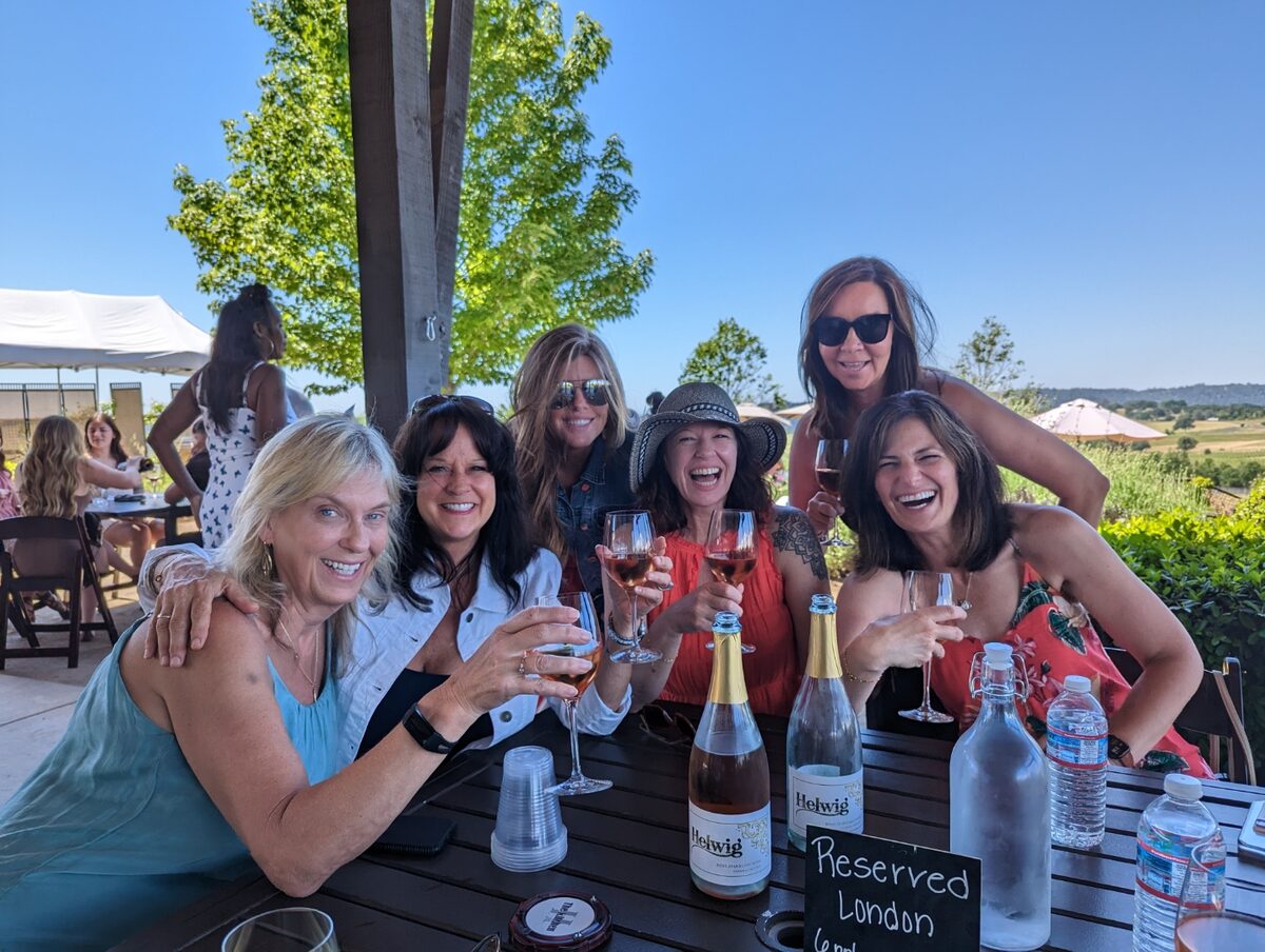 Guests enjoying wine together in Amador County