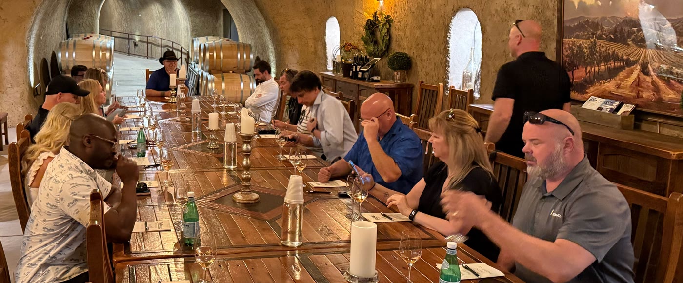 Sales team celebrating at a wine country vineyard — NapSac Wine Tours corporate events