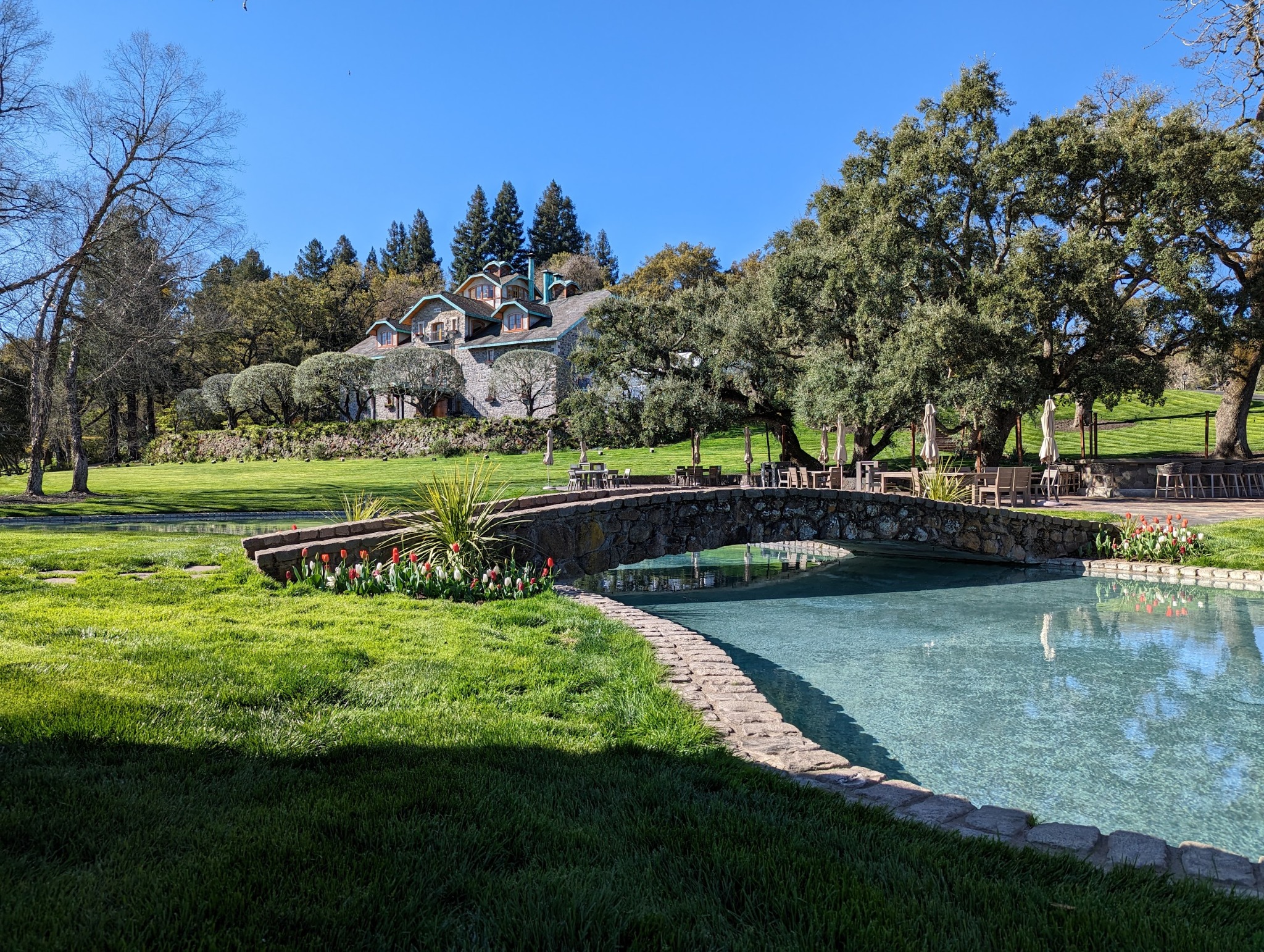 Elegant Napa estate and vineyard setting for the featured winery stop