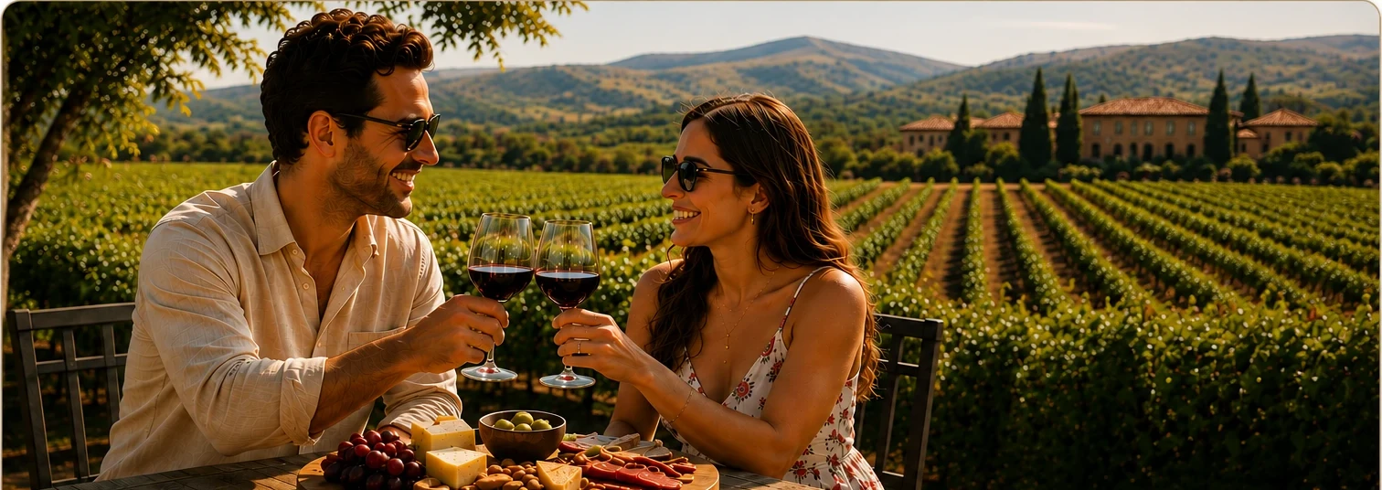 Romantic Napa Tour for Two — couple toasting in wine country